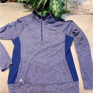 ADIDAS LADIES SEMI FITTED LONG SLEEVE GOLF JACKET FRONT 1/4 ZIPPER SZ:XL BLUE